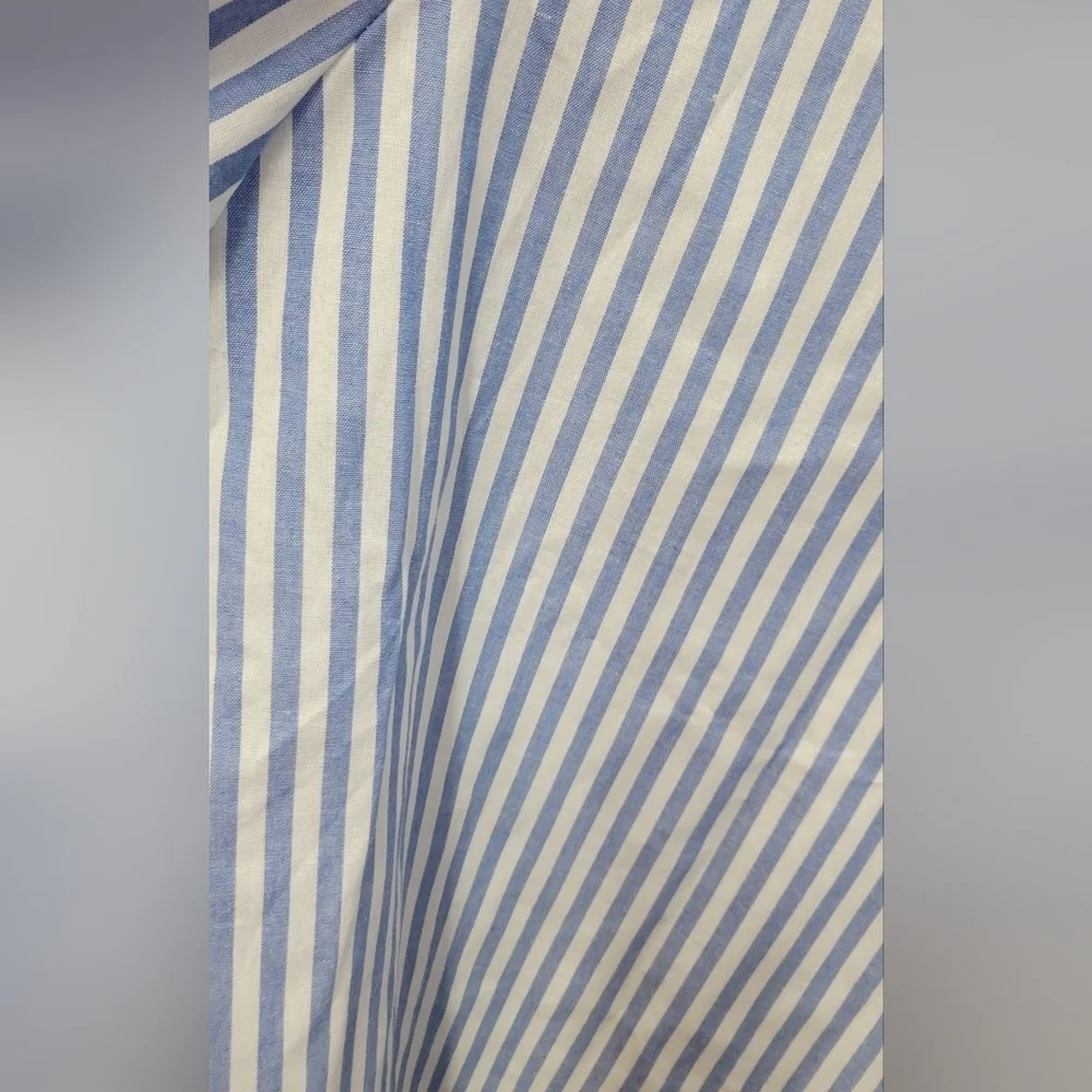 Emery Rose XXL Blue White Striped Blouse Gathered Elastic Wrist